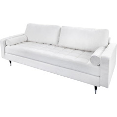 Riess Ambiente riess-Ambiente Design Cosy 3-Seater Sofa, 220 cm, White, Bouclé Spring Core, Retro Lounge Sofa with Black Feet, Lounge Couch, Upholstered Sofa, Living Room