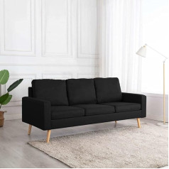 Musevane 3-Sitzer-Sofa Schwarz Stoff