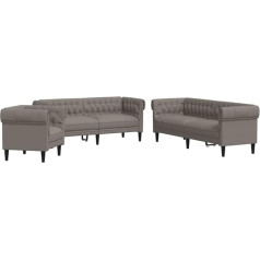 vidaXL Sofagarnitur 3-TLG., Sessel Couch Sofa für Wohnzimmer, Loungesofa Polstersofa mit Stützbeinen, Couchgarnitur Sitzmöbel, Modern, Taupe Stoff