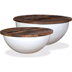 Zqqlvoo Coffee Table Set of 2 Antique Wood Solid White Bowl Shape, Coffee Table in Industrial Design, Living Room Table, Side Table, Sofa Table, Tea Table, Coffee Table for Living Room, Bedroom