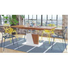 Mazzoni Grand Noir Design Coffee Table Infinitely Height Adjustable Extendible 120 to 180 cm Dining Table (Alder/White Matte)