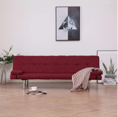 BaraSh Sofa Bed with 2 Cushions Wine Red Polyester Microfibre Fabric Floor Sofa with Sleep Function
