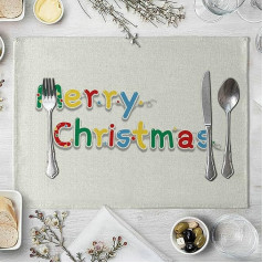 Banemi Platzset Vintage Weihnachten, Platzset 8er Set mit Merry Christmas Tischsets Weihnachtsdekorationen für die Küche 32X42cm