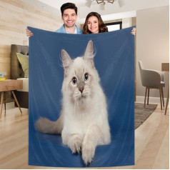 Ririx Überwurfdecke mit Perserkatze für Bett, Couch, Sofa, Stuhl, Camping und Reisen, leichte Decke, Größe L (203 x 152 cm)