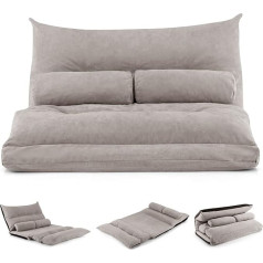 Relax4Life Folding Floor Sofa, 3-in-1, Sofa Bed with 42-Level Adjustable Backrest, Folding Sofa with Bed Function, Sofa Bed Including 2 Cushions, for Living Room, Bedroom (Grey)
