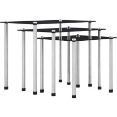 Dcraf Nice Tables Akzenttische, Beistelltische, Nisttische, 3 Stück, schwarzes gehärtetes Glas