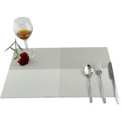 ‎Mifani Tischsets – Isolierte, gewebte PVC-Tischsets for die Küche, 4er-Set, schmutzabweisende, waschbare Tischsets for Küche und Esszimmer (17,7 x 11,8 Zoll, grau)
