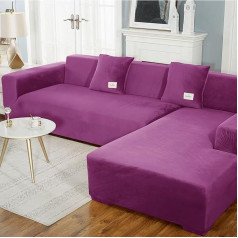 LCYFBE Sofa Cover, Non-Slip 1 2 3 4 Seater Stretch Sofa Throw, Dirt-Repellent Protective Cover, Skin-Friendly, for Living Room Protector (Purple, Four Seater 235-300 cm)