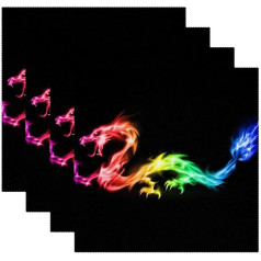 Tbouobt Fabric Placemats, Washable Placemats for Dining Table, Set of 4, Colorful Flame of Dragon Pattern