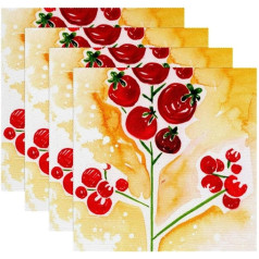 Tbouobt Fabric Placemats, Washable Placemats for Dining Table, Set of 4, Red Tomato Abstract Art