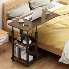 Oyymte Mobile Standing Desk, Height Adjustable, for Sitting and Standing, Table, Laptop, Trolley, Tray, Sofa, Side Bed, Portable, with Wheels (Colour: Black)