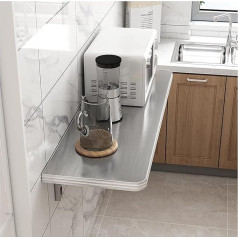 Sleeve Klapptisch, Wandmontierter Klapptisch, robuste Werkbank für Heimbüro/Hausbar/Küche und Esszimmer, platzsparend (Silber 70 x 30 cm)