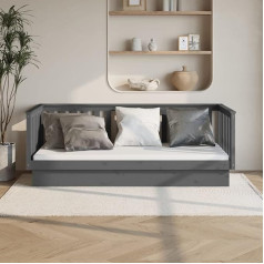Ciadaz Day Bed, Sofa Bed, Couch with Sleep Function, Sofa Bed, Sofa Bed, Sofa Bed, Sofa Bed, Daybed, Couch Bed, Youth Bed, Grey 90 x 200 cm, Solid Pine Wood