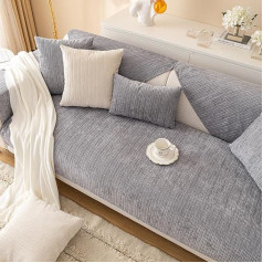 ‎Topchances TOPCHANCES Chenille Sofa Cover 1 2 3 4 Seater, L Shape Sofa Throw Blanket Sofa Cover Corner Sofa, Sofa Protector Non-Slip Clear Texture for Dogs Living Room Couch Cover (Grey, 90 x 120 cm, 1 Piece)