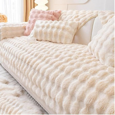 RZYW Rabbit Plush Sofa Covers for 3/2/4/1-Seater, Sofa Slipcover, Cosy, Non-Slip Sofa Covers, Chaise Lounge Sofa Covers, L-Shape, Adjustable, Washable, A1,110 x 240 cm