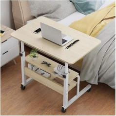 Elzey Deluxe-Laptop-Computer-Mobilwagen-Überbetttisch mit Rollen/Tisch/Ständer, mobiler Klapptisch mit Riemenscheibe (Color : Blu, Size : 60x40cm)
