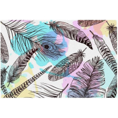 Tbouobt Fabric Placemats, Washable Placemats for Dining Table, Set of 6, Vintage Feather Pattern Bohemian Ethnic Tribe