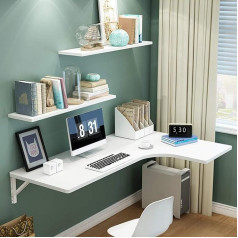 Zlovne Modern style wall table, folding table, stable, durable, convertible desk, laptop table, load capacity 50 kg/110 lb, 5 colours available (white, 60 x 40 x 25 cm/24 x 16 x 10 inches).