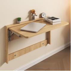 Telcim Wall Table Foldable Wall Mounted Folding Table Floating Desk Dining Table Space Saving Foldable Workstations Laptop Table Folding Workbench for Wall in Office, Kitchen, Dining Room (Colour: Wood