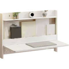 Whyatt Klapptisch Wand, Schreibtisch Klappbar für Die Wand, Zusammenklappbarer Wandtisch Mit Regalen, Hängender Platzsparender Tisch für Heimbüro Und Schlafzimmer (Color : Wood Color, Size : M)