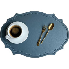 Kyisoy Weihnachten Tischdekoration Kunstleder PU Tischsets Set von 1/4/6 unregelmäßig geformten Tischsets Pad for Küchenzubehör (Color : IN Blue, Size : 43x30cm 4pcs)