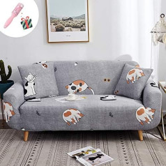 Morbuy Elastic Sofa Throws, Sofa Cover, Corner Sofa, L Shape, Stretch, Non-Slip Armrests, Animal Sofa Cover, Cover for Sofa, Couch Cover, Armchair Cover (2 Seater, Grey)