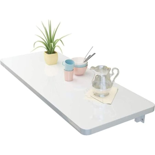 TEmkin Wandmontierter Drop-Leaf-Schreibtisch, weißer klappbarer Küchentisch aus Holz, zusammenklappbarer Wandtisch, zusammenklappbar, an der Wand montierte Werkbank, 60 x 30 cm