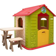 LittleTom Children’s Playhouse from 1 – Garden Children’s House with Table – Indoor Children’s Playhouse – Plastic, Green-Beige