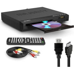 HDMI DVD Player for TVs | 1080P Region Free DVD Player for Smart TV | Mini DVD Player with USB, CD & MP3 | HDMI Cable, RCA Cable & Remote Control Included | Majority DVD Player