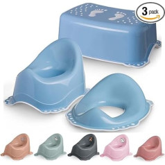 DOCARI Children's Toilet Set 3-in-1 from 1 Year Blue - Consisting of Baby Potty Step Stool Child Seat Toilet