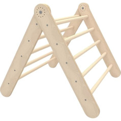 GOODEX Climbing Triangle with Slide Expandable Adjustable Climbing Frame Indoor Pikler Triangle Rung Triangle Hinged Birch Wood for Children Babies Toy from 10 Months