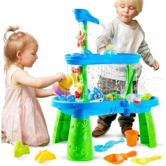 Play-Act Wasserspieltisch Inklusive 18-teiligem Wasser- und Sandzubehör wassertisch Kinder Outdoor Wasser Spieltisch für Kinder Geeignet im Alter von wasserspielzeug Kinder Outdoor wassertisch