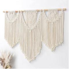 Dremisland Macrame Wall Hanging Large Boho Woven Tapestry Leaf Tassel Wall Tapestry Bohemian Wall Art Aesthetic Macrame Wall Decor Curtain Bedroom Living Room 105 x 80 cm
