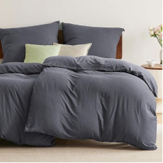 BEDSURE Bed Linen 135 x 200 cm 4-Piece Anthracite, Soft Prewashed Cotton-Like Oeko-Tex Bed Linen Set, Grey, 2 Duvet Covers 135 x 200 cm with Zip and 2 Pillowcases 80 x 80 cm