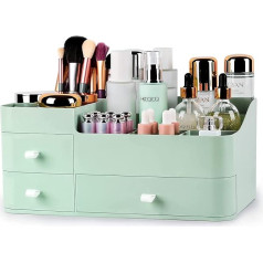 LAIBUY Designs Makeup Organiser with Drawers, Chic Dressing Table Organiser for Brushes, Eyeshadows, Lotions, Lipstick, Nail Polish and Jewellery (Green)