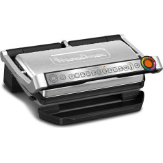 Moulinex Optigrill+ XL, Elektrogrill für den Innenbereich, ideal zum Kochen von Fleisch, Fisch und Gemüse, Kochanzeige und 9 automatische Programme, Antihaftplatten, GI722D