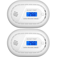 Carbon Monoxide Detector - 10 Year Battery - CO Detector, Gas Detector Motorhome, CO Warner, Carbon Monoxide Meter, CO Sensor, CO Warning Detector - Set of 2