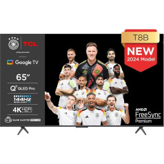 TCL 65T8B 65 Inch QLED Pro 144Hz Onkyo Gaming TV, 4K UHD, HDR Pro, Google TV (Dolby Vision IQ & Atmos, Motion Clarity, Hands-Free Voice Control, Compatible with Google Assistant & Alexa)