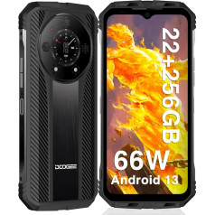 DOOGEE S110 Rugged Smartphone, 22GB RAM+256GB ROM, 10800mAh, 66W, Fast Charge, Android 13 Unbreakable Phone, 6.6 Inch FHD+ 120Hz 50MP, Camera Rugged OTG/GPS/NFC/IP68/IP69K