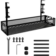 Mecmbj Cable Management Desk, Cable Duct Desk, Black Cable Tray Desk, No Drilling Required, Clampable Desk Cable Duct, Desk Organiser for Office, Home Office