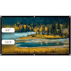 ASHATA Roller Blind Screen Projector Screen, 16: 9 Projection Screen, Portable Foldable Projector Screen, Suitable for Home Cinema Projection Films Outdoor/Indoor/Camping (84 Inches)