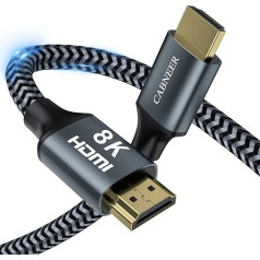 CABNEER 8K HDMI 2.1 Cable 12 m, HDMI Cable High Speed 48Gbps 8K @ 60Hz 4K @ 120Hz 2.2/2.3 for Dolby eARC HDCP HDR, Compatible with HDTV, Laptop etc