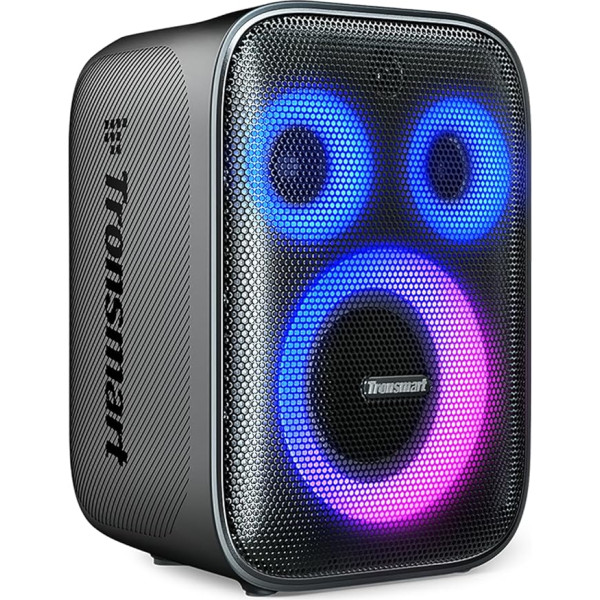 Tronsmart Halo 200 Bluetooth-Lautsprecher, lauter Lautsprecher mit kräftigem Bass, Party Sync, 5 Beleuchtungsmodi, Custom EQ &Lights, 18 Stunden Spielzeit, unterstützt Mikrofon & Gitarre für Party