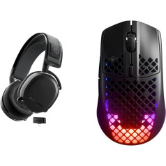 SteelSeries Arctis 7+ Wireless Gaming Headset - Lossless 2.4 GHz Connection - 30 Hours Battery Life Black & Aerox 3 Wireless Onyx (2022) - Super Lightweight Gaming Mouse 200 Hours Battery Life