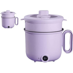 BROLEO Electric Cooking Pot, Coated Inner Wall, Multifunctional Electric Hob 1.5 L for Home (Purple Double Layer)