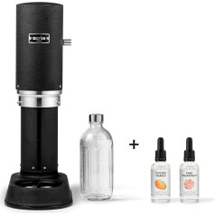 Aarke Carbonator Pro, Water Bubble Machine and Soda with Glass Bottle, Matte Black Finish + Flavour Drops Aroma Golden Mango & Pink Grapefruit