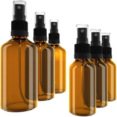 EBELYX Set of 6 3 x Spray Bottles 100 ml & Spray Bottle 50 ml Made in Germany, Brown Glass, Small Spray Bottles for Filling with Atomiser