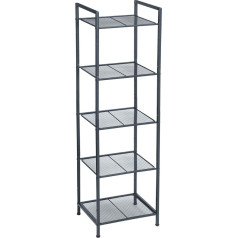 SONGMICS Metal Bathroom Shelf, Kitchen Shelf, 5 Tier Bathroom Shelf, Standing Shelf, Plant Shelf, Expandable, Adjustable Shelves, Industrial Design, for Bathroom, Kitchen, Black BSC35BK