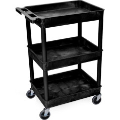 Luxor Automotive Utility Cart with 3 Shelves - Black