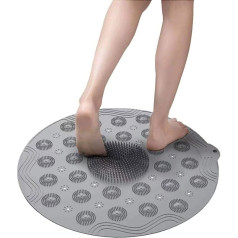 KAITOER Round Shower Mat, Non-Slip Bath Mat with Suction Cup, 46 x 46 cm (18.1 x 18.1 inches), Soft Shower Mat, Silicone Material